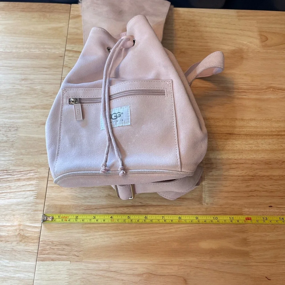 UGG Australia Pink Suede Shearling Fur Mini Backpack Drawstring‎ Bag